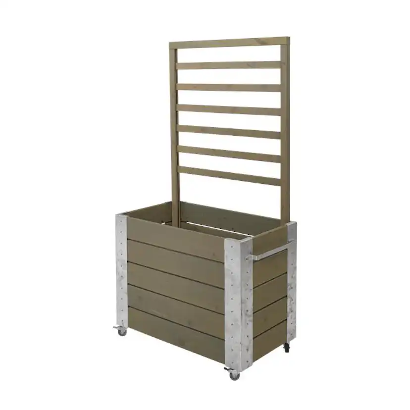 Blomlåda PLUS Cubic med Spalje Gråbrun 87x50x155 cm