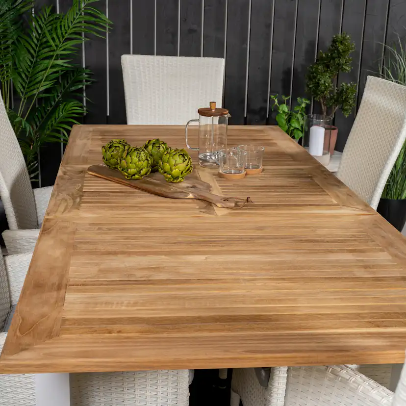 Panama Dining Table 152/210*90 - White Alu / Teak+Padova Arm Blanka Ben