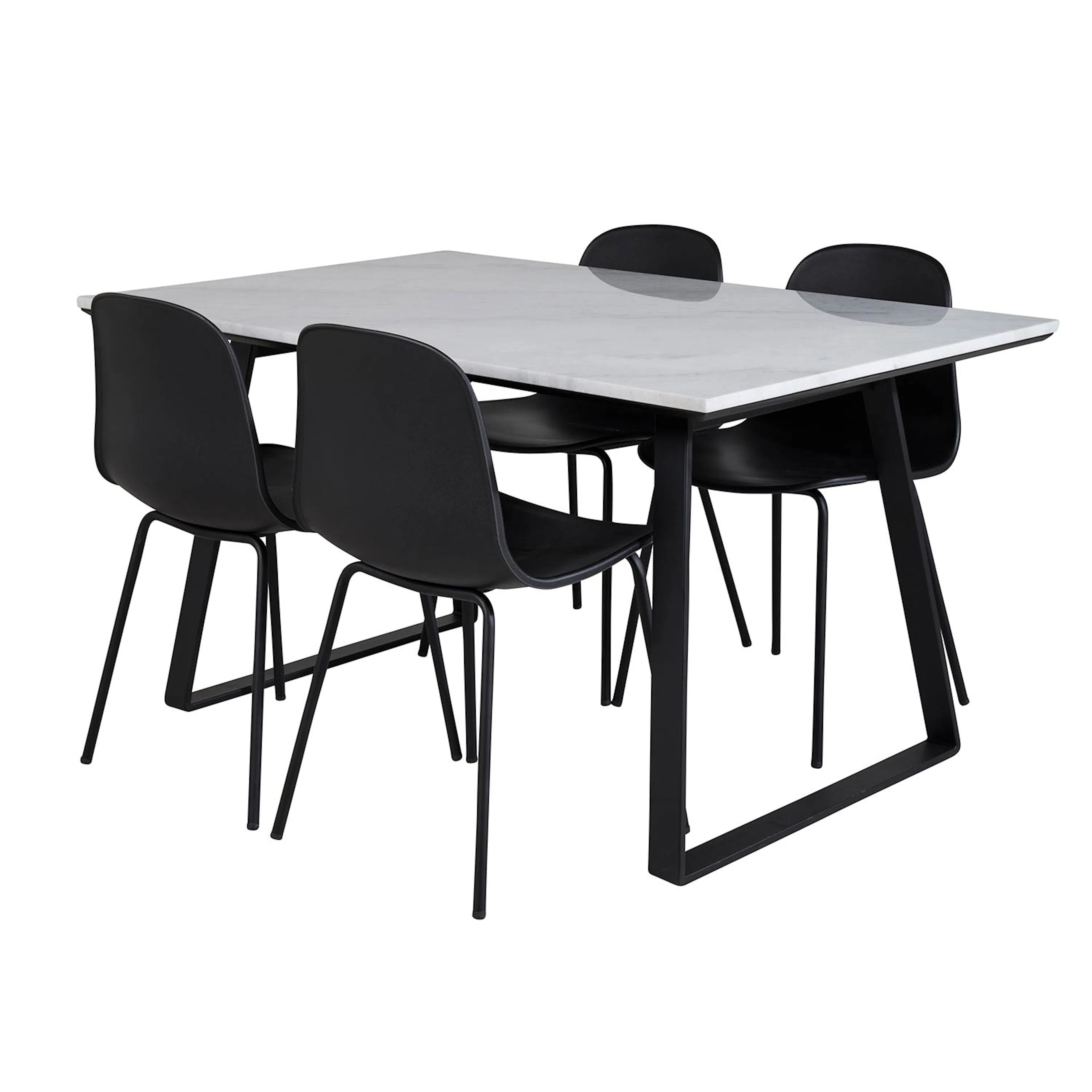 Estelle Table- White / Black+Arctic Chair - -Black Plastic_4 Vit/Svart