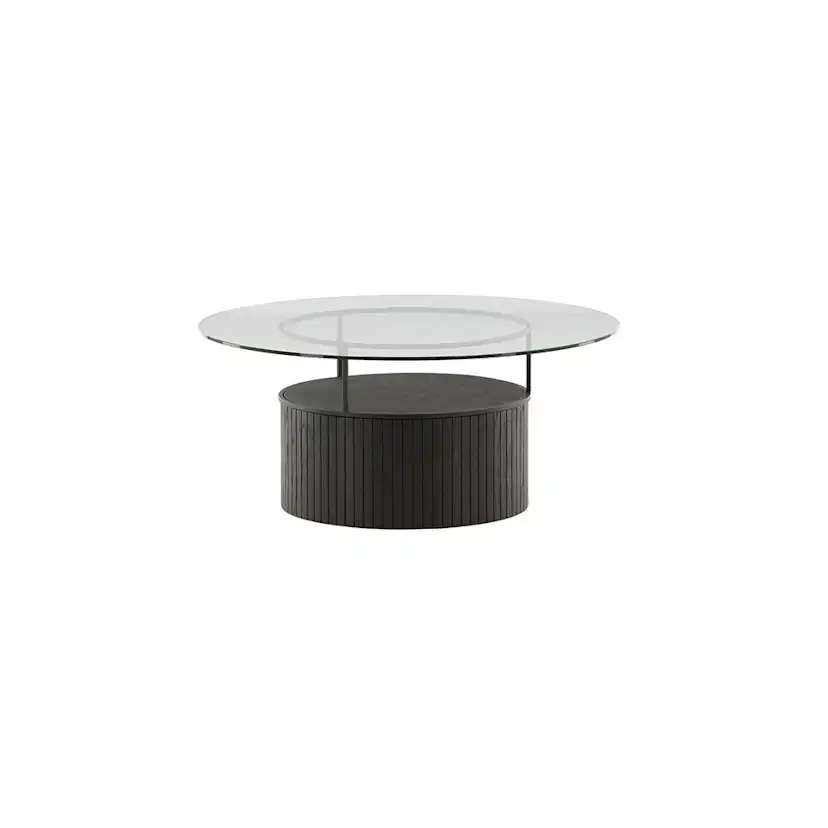 Soffbord Venture Home Bovall Runt Vardagsrumsbord i Svart Ask & Glas