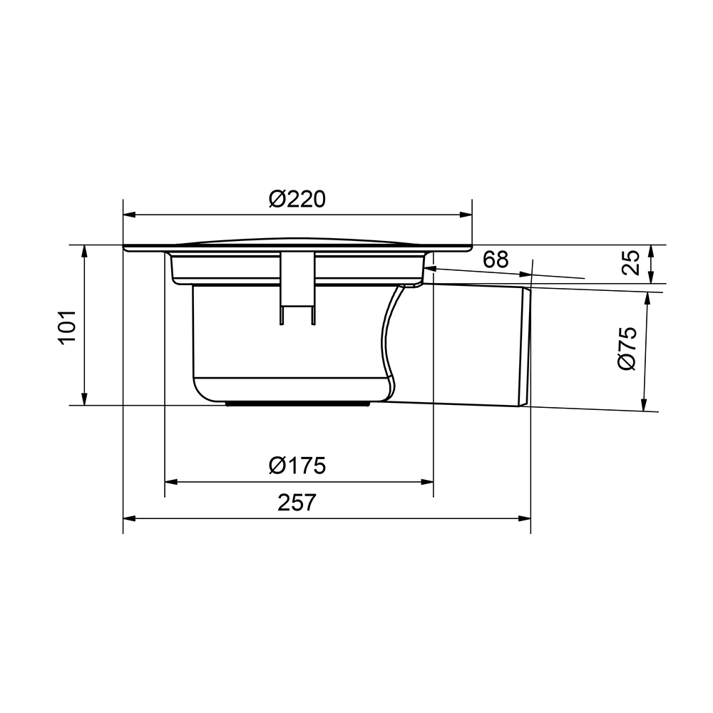 Golvbrunn Purus Ymer 75 Sidoutlopp