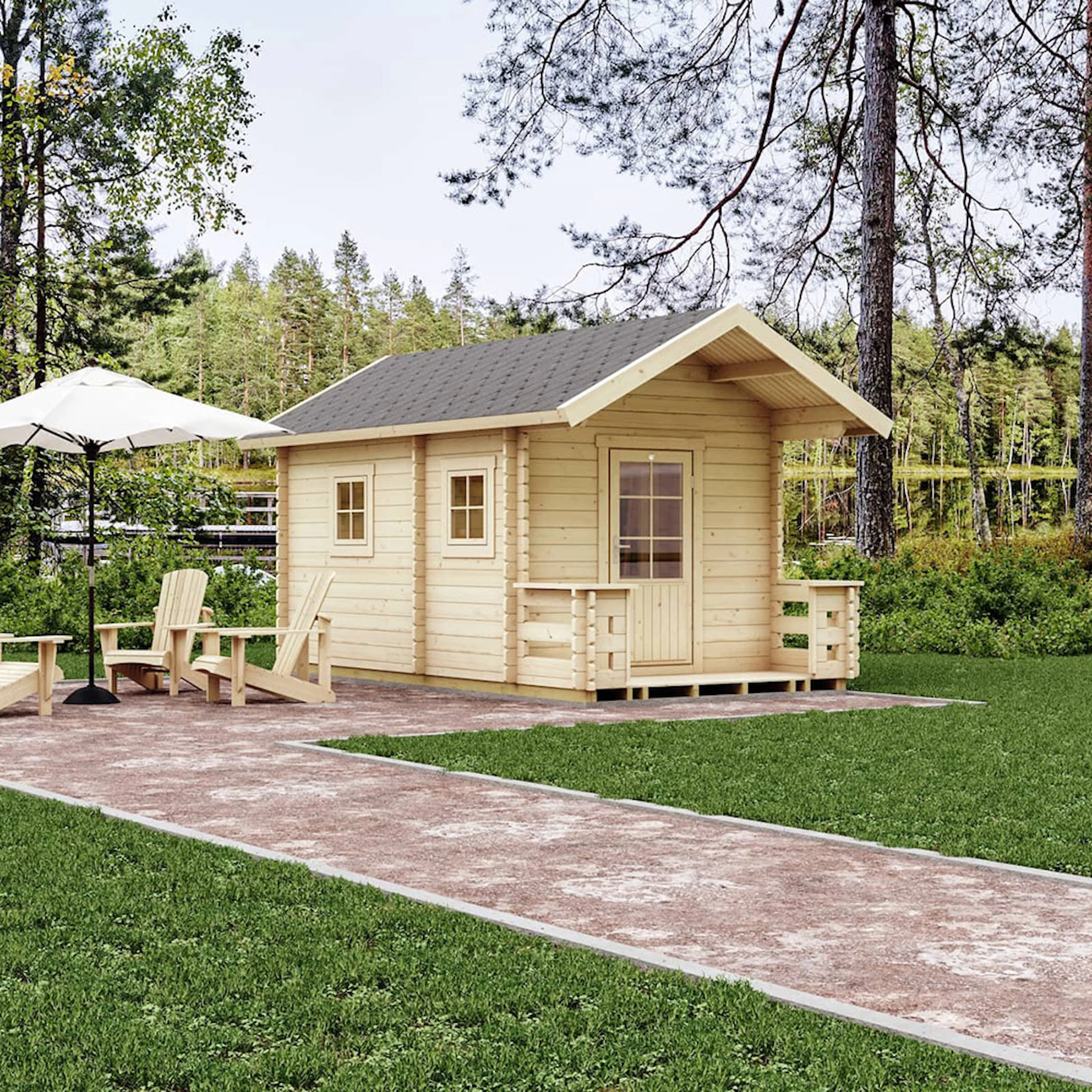 Bastu Luoman Tulilampi 10,3 m² Fristående Utebastu med Sadeltak & Dubbla Rum