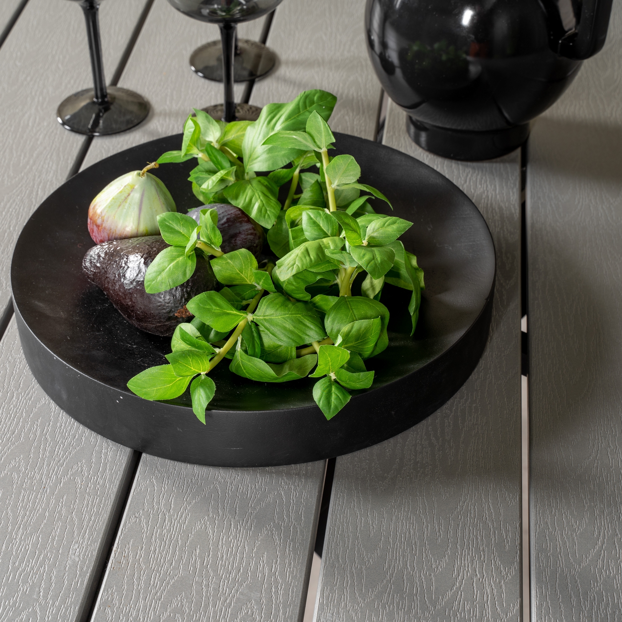 Parma - Table ø 140 - Svart Alu /Grey Aintwood+Copacabana Re Svart/Grå