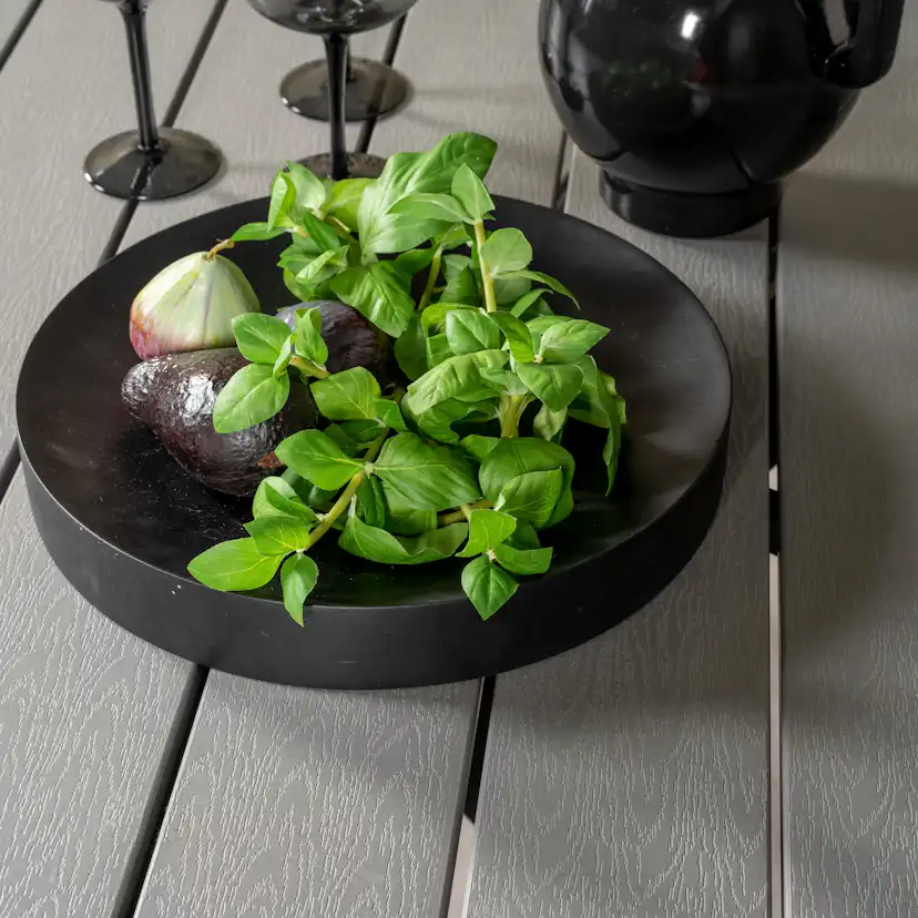Parma - Table ø 140 - Svart Alu /Grey Aintwood+Copacabana Re Svart/Grå