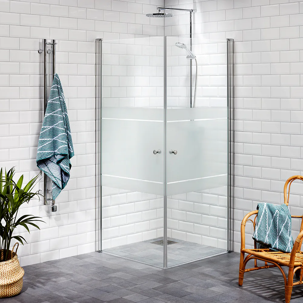 DHÖRN LUSSO1 HT1 RAK 80X80 HFR LxB: 800x800 mm, Delvis frostat glas, Handtag 1
