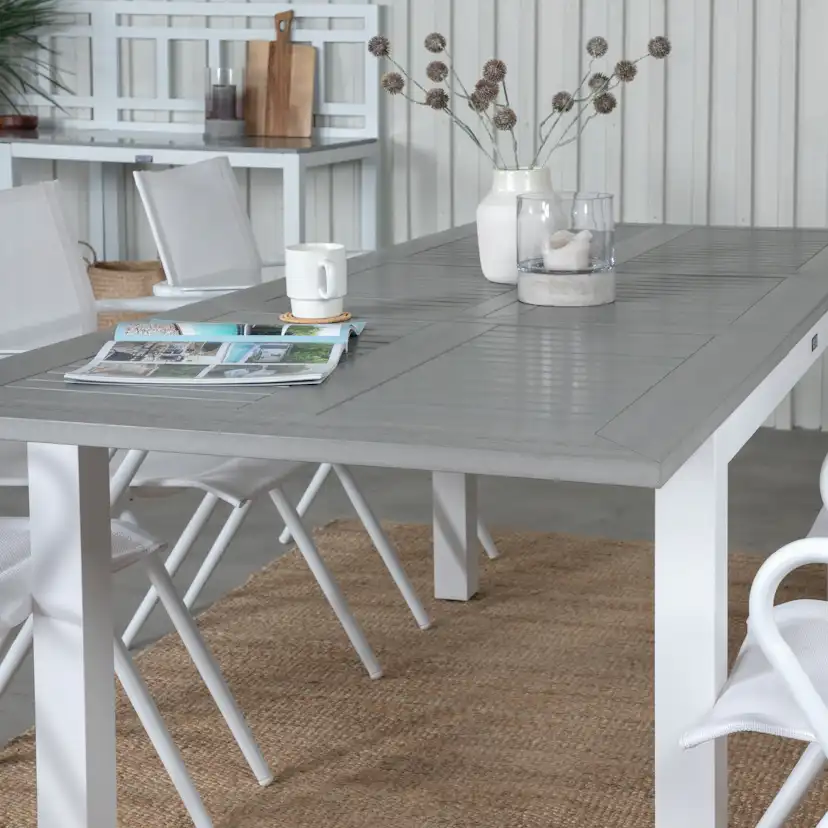 Matgrupp Venture Home Aleyna 152 Vit med 6 Aspen Matstolar