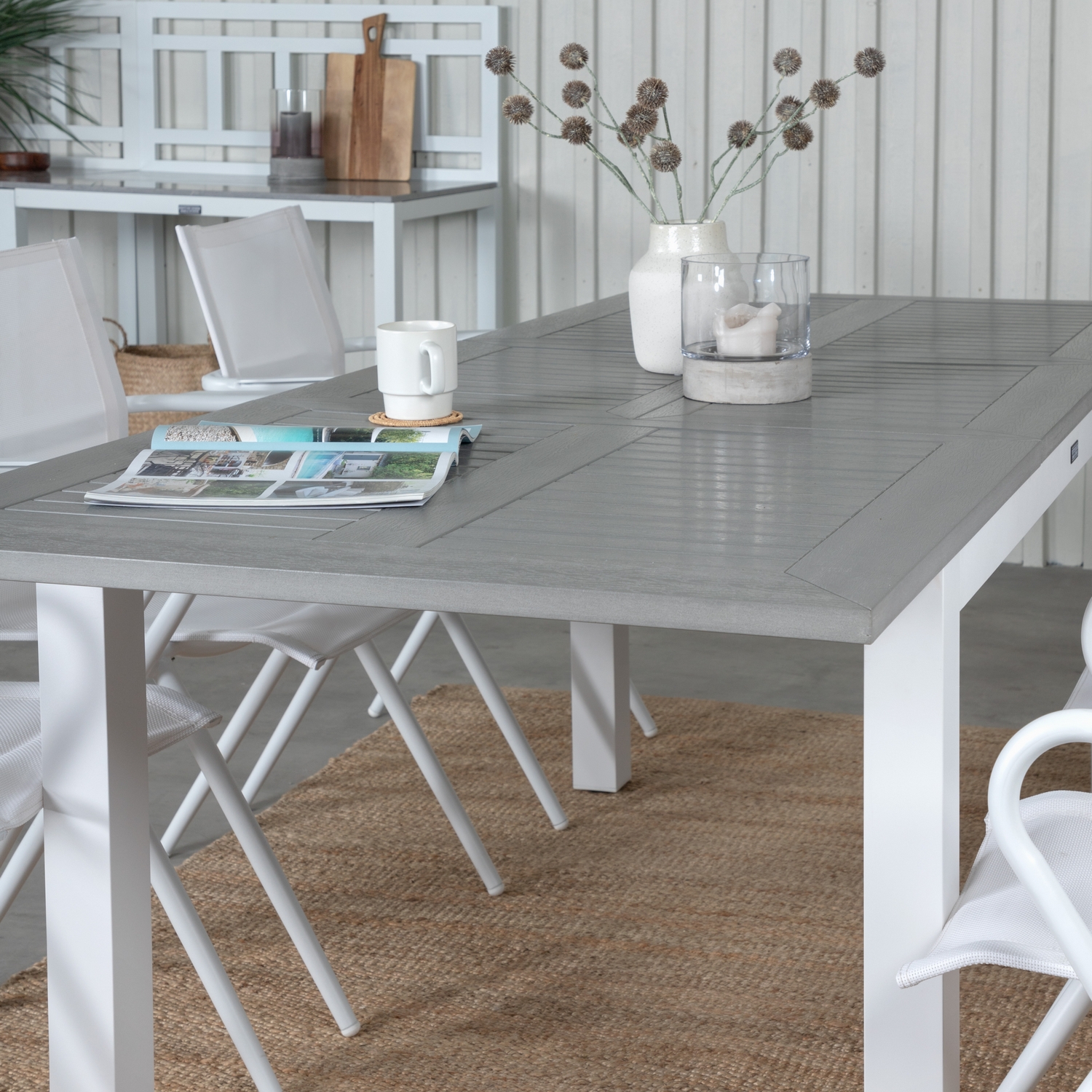 Matgrupp Venture Home Aleyna 152 Vit med 6 Aspen Matstolar