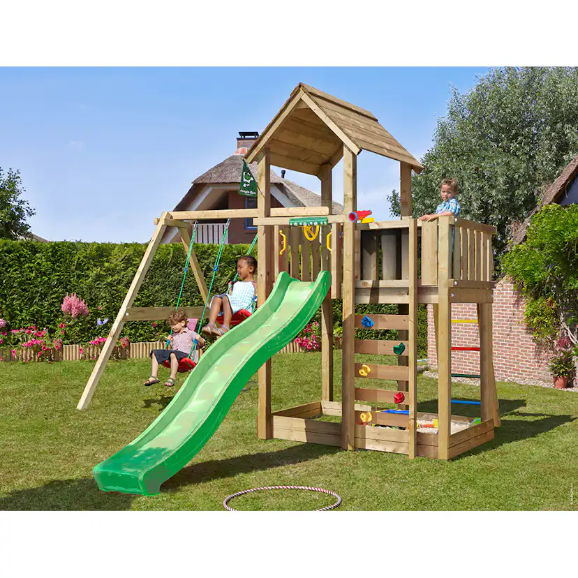Lektorn Jungle Gym Mansion 2.1 Gungmodul Grön Rutschkana & Sand