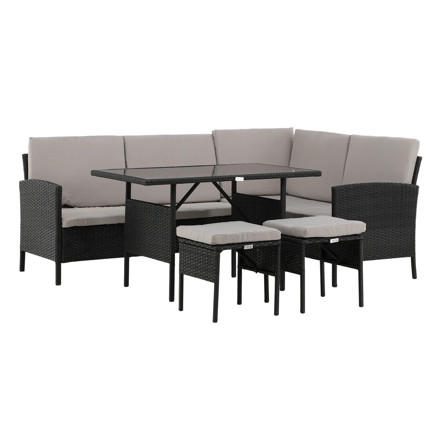 Knock - Corner Sofa- Black/Grey - Wicker - Svart/Grå