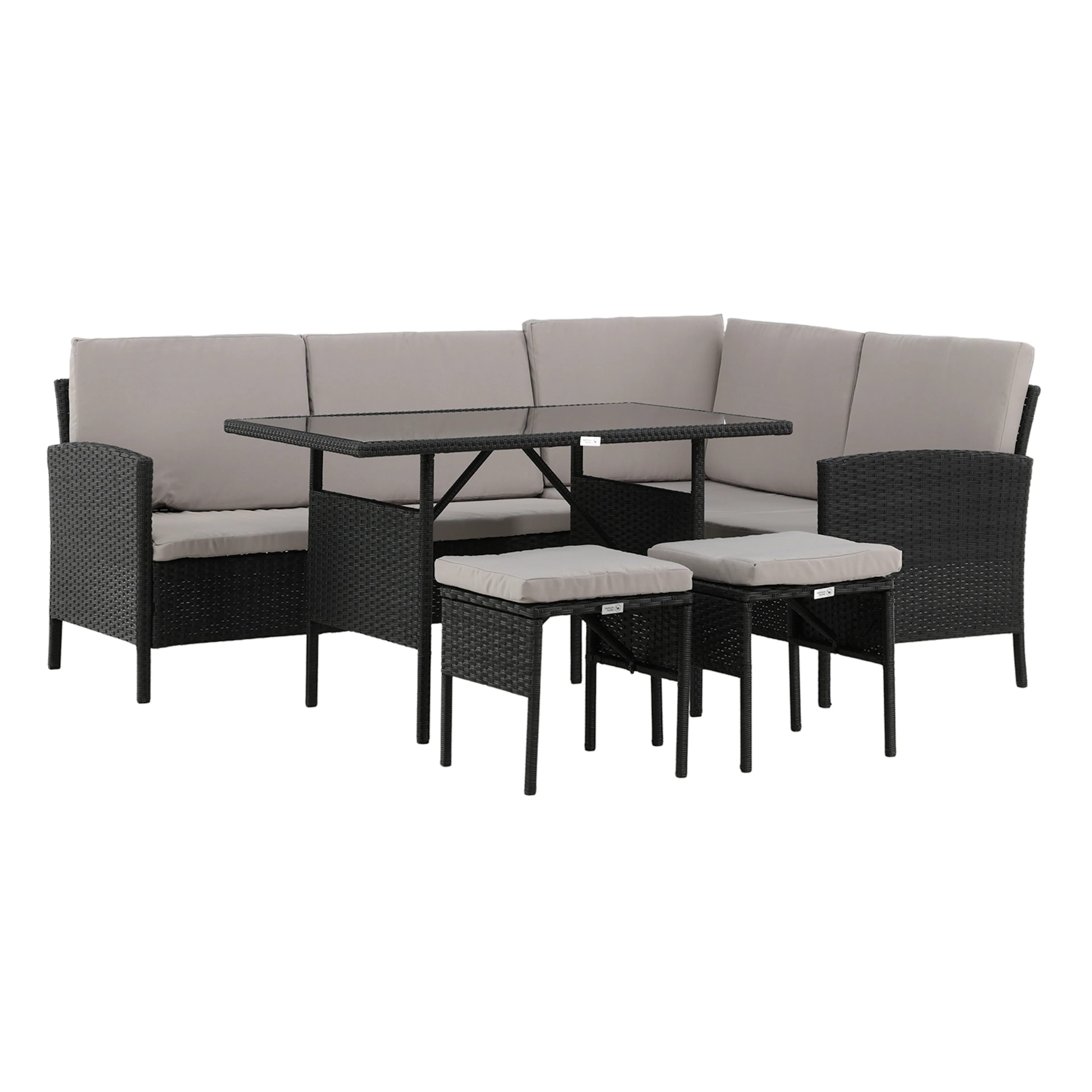Knock - Corner Sofa- Black/Grey - Wicker - Svart/Grå