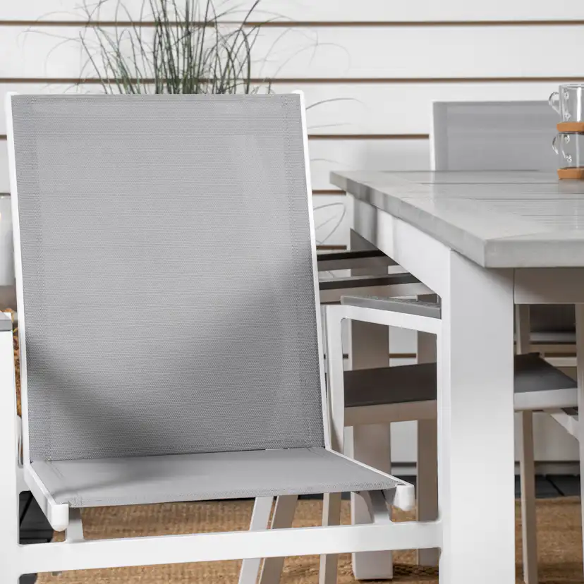 Albany Dining Table 152/210*90 - White Alu / Grey Aintwood+P Vit/Grå