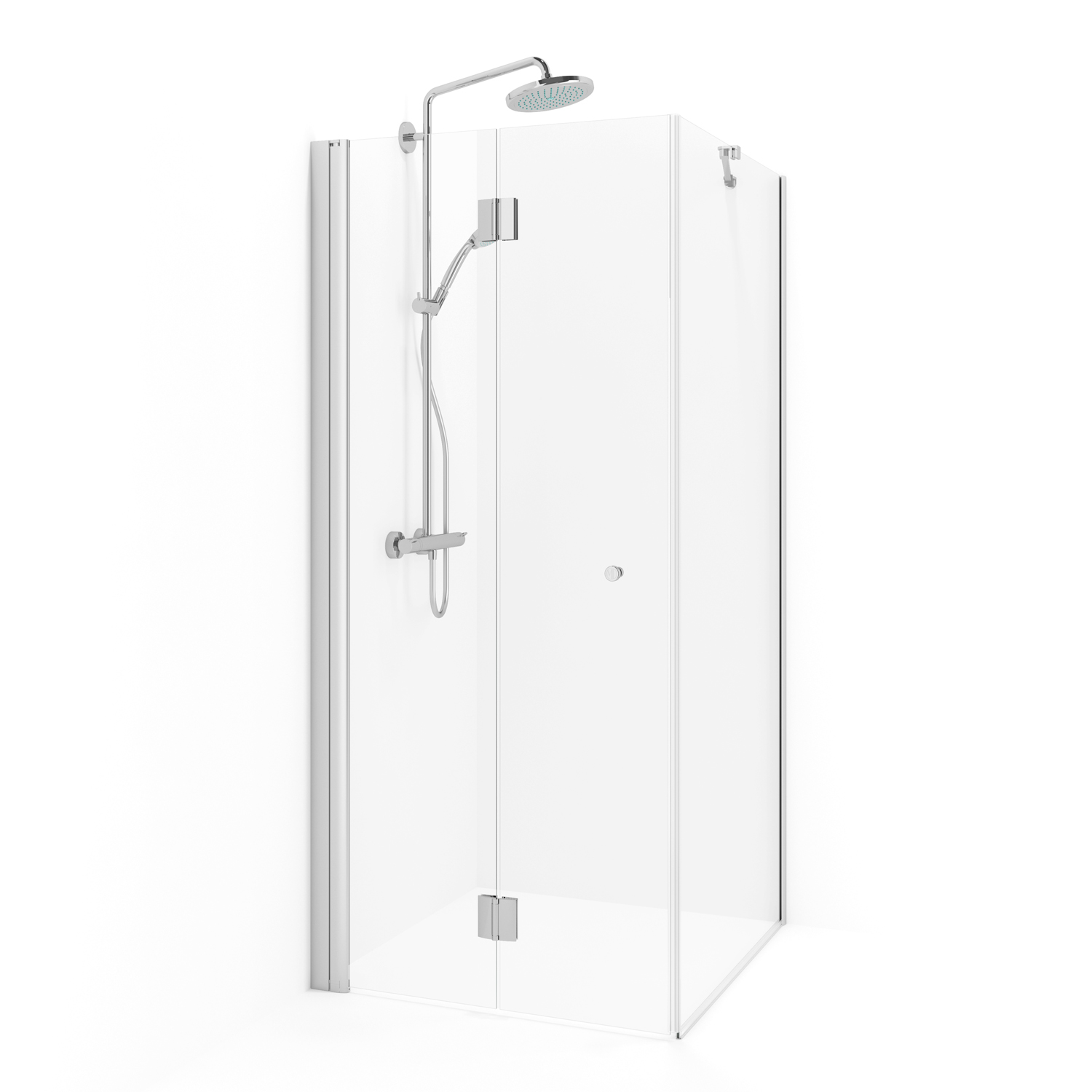 Spirit Vik sving V70D90 Vit Kl 700x900 mm, Vit, Klarglas med Knopp