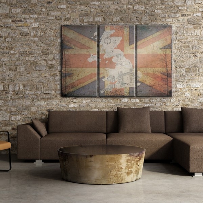 Tavla Arkiio Karta Över Storbritannien Triptych