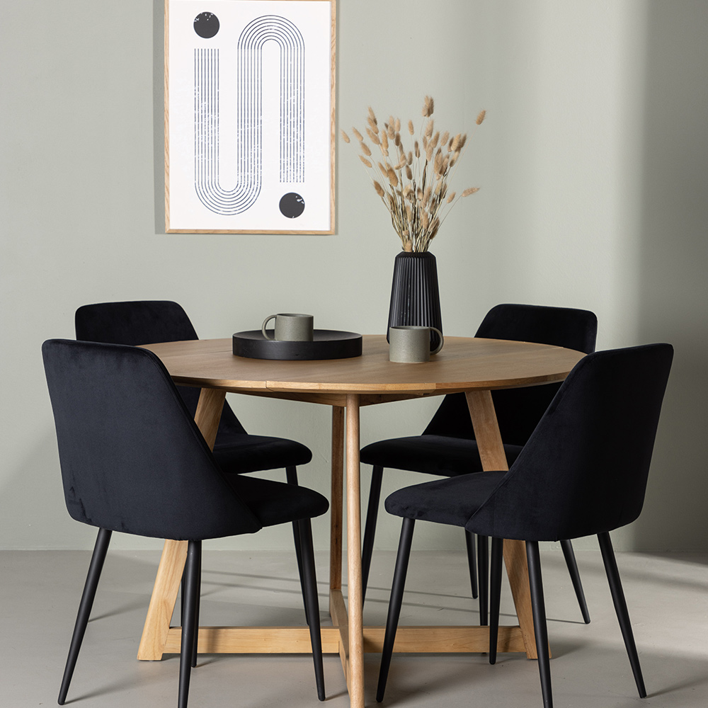 Matgrupp Venture Home Yakidon Ø120 cm med 4 st Night stolar
