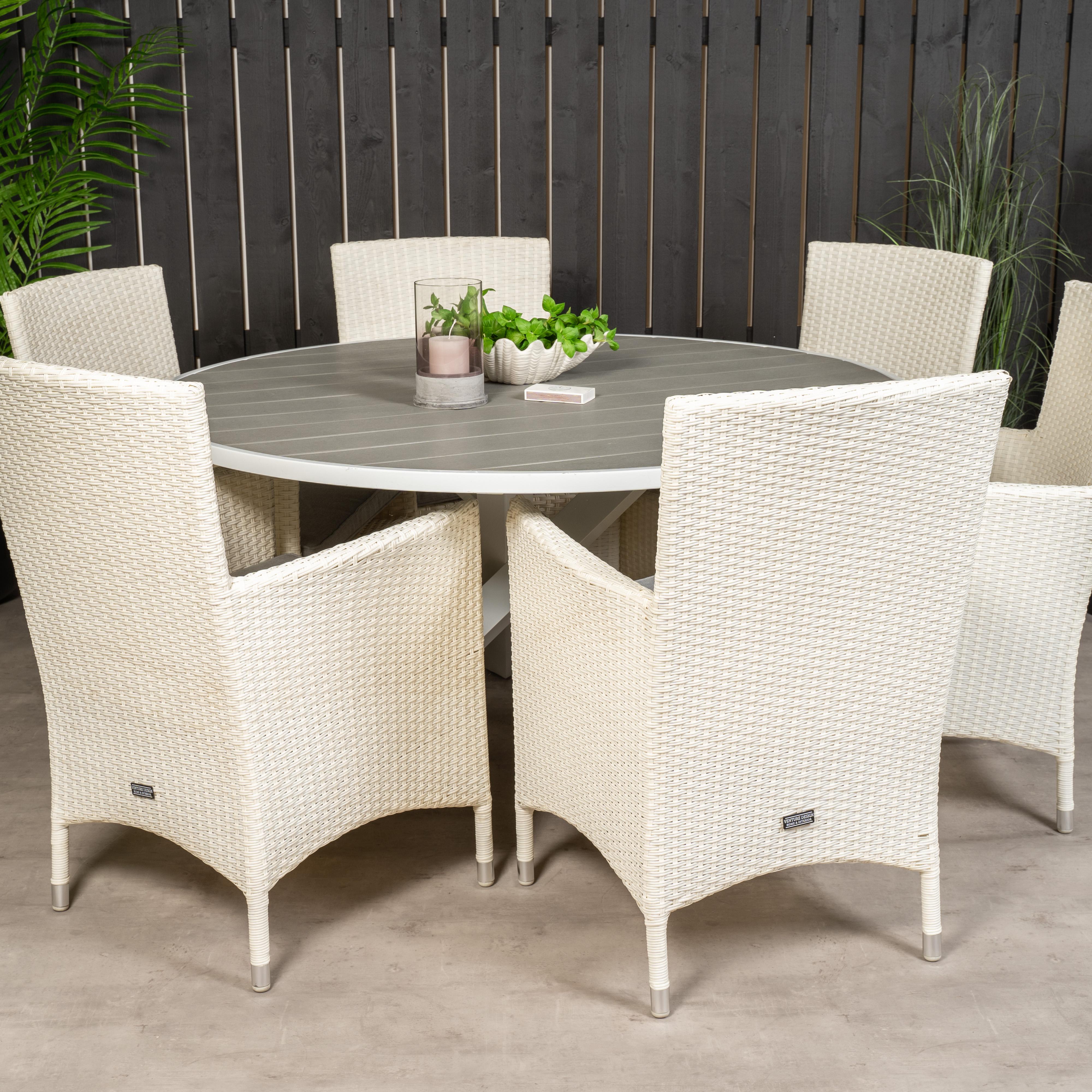 Matgrupp Venture Home Pincy Ø 140 med 6 Milwa Stolar