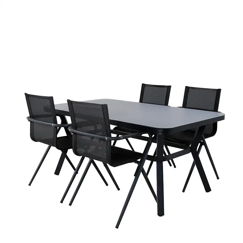 Matgrupp Venture Home Vyn Svart med 4 Anve Matstolar