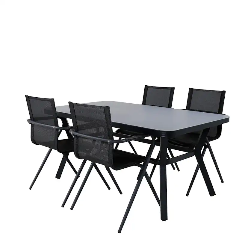 Matgrupp Venture Home Vyn Svart med 4 Anve Matstolar