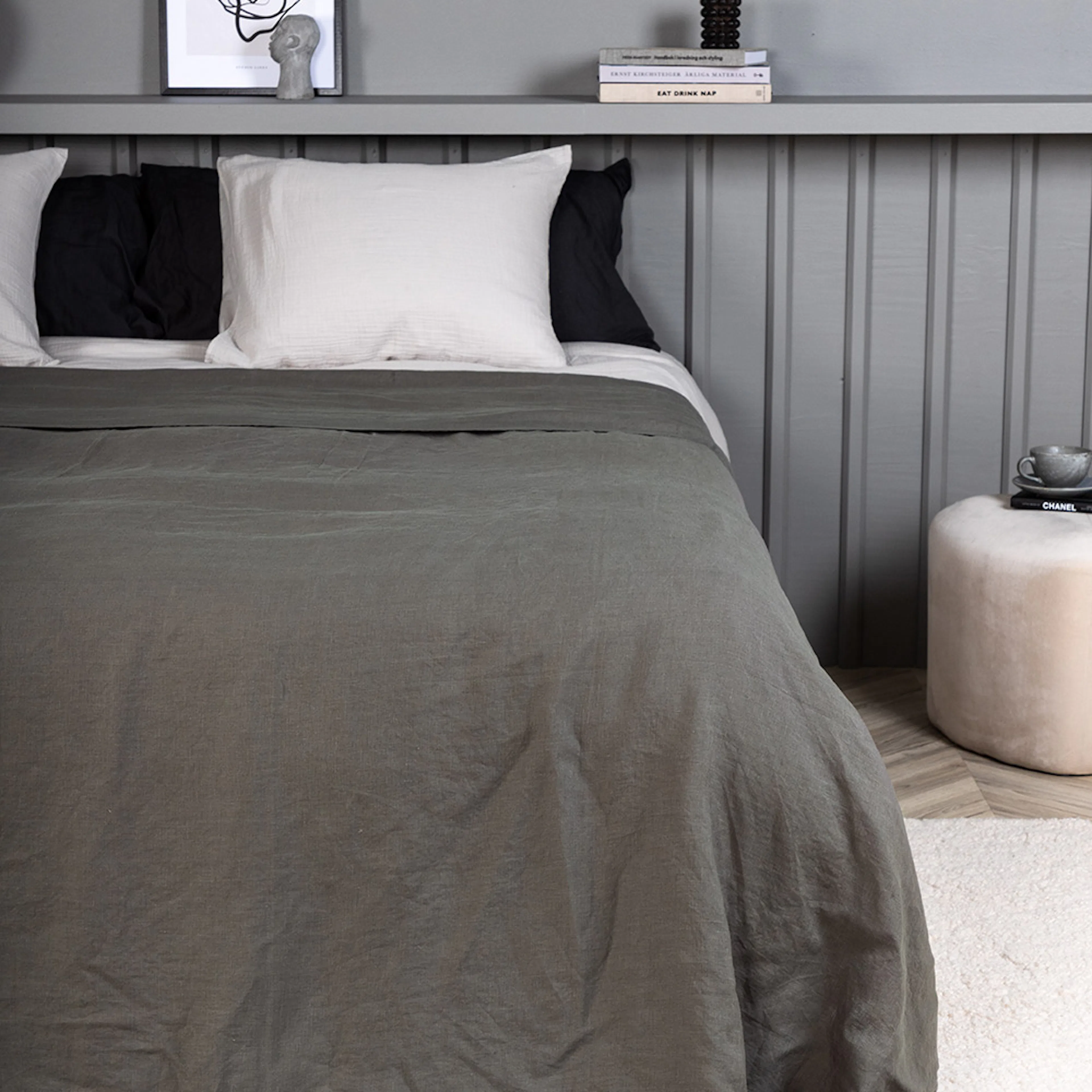 Milo Bedspread Linen Light Grey 260x260 cm Färg: Ljusgrå, Mått: 260x260 cm