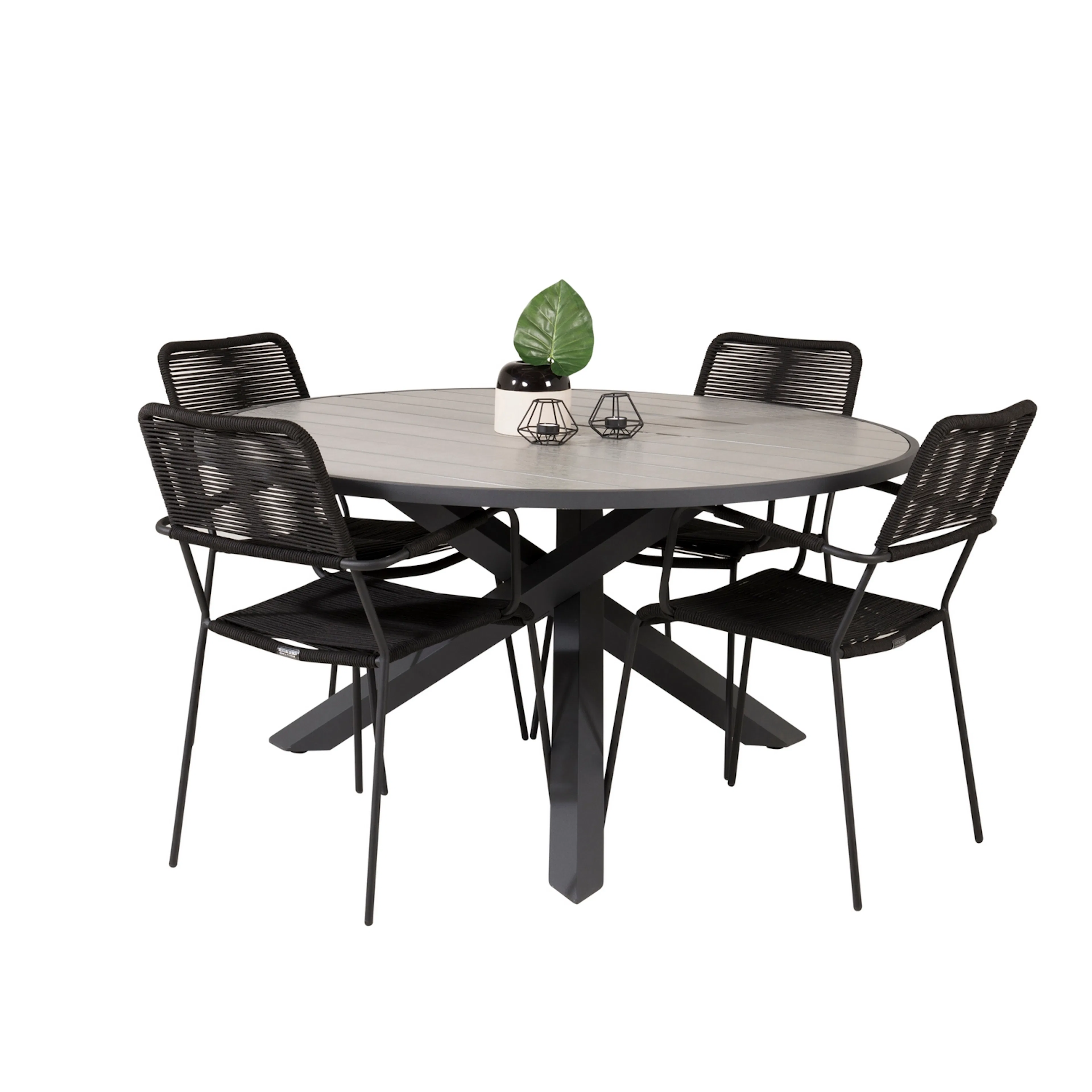 Matgrupp Venture Home Pincy Ø140 med 4 Leon Karmstolar