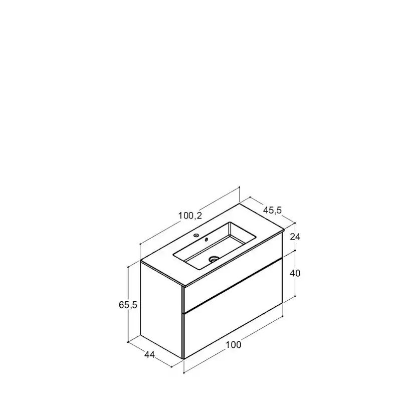 100,2 cm Minore set H64, 2 lådor, svart ek 1022 mm, Svart Ek