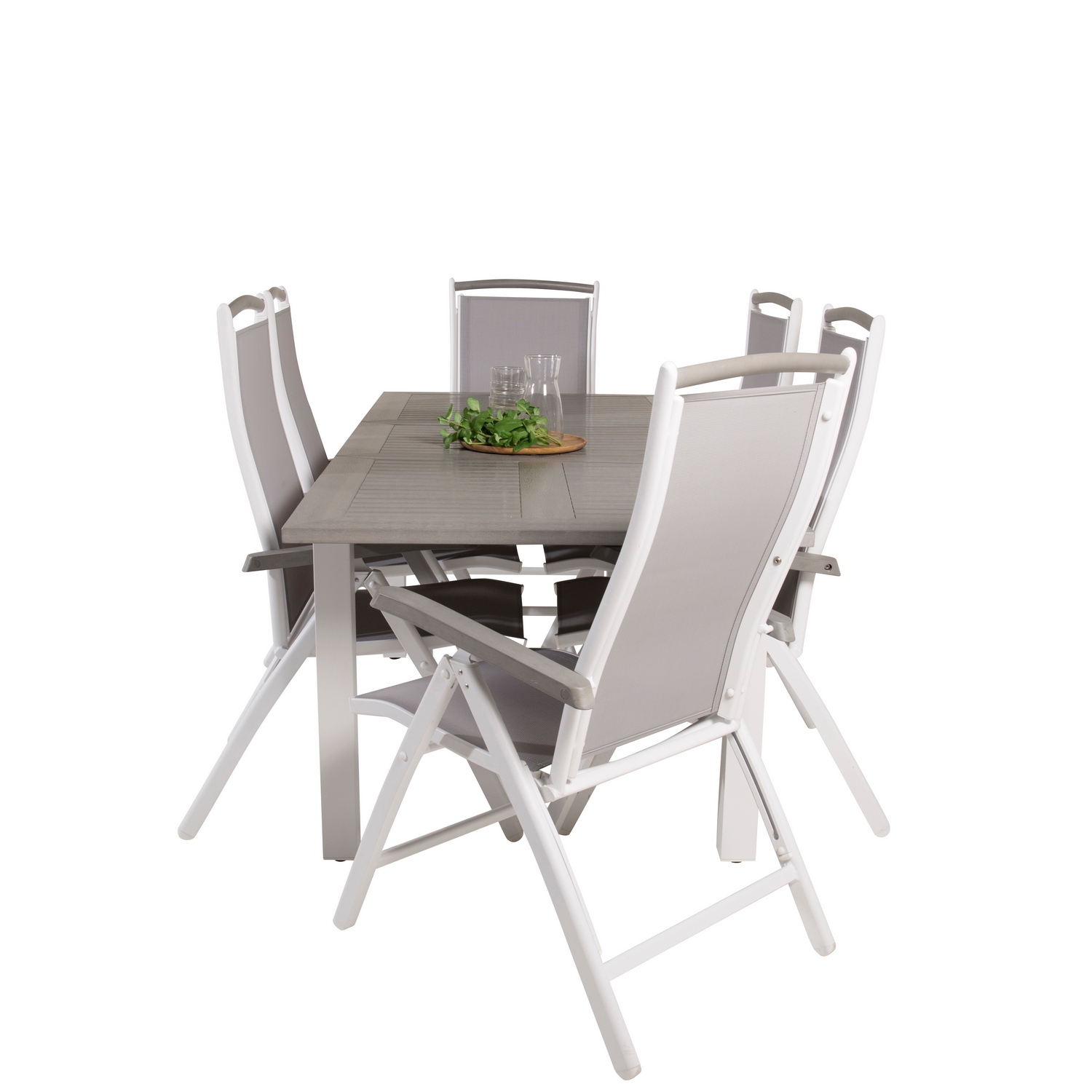 Albany Dining Table 152/210*90 - White Alu / Grey Aintwood+A Grå