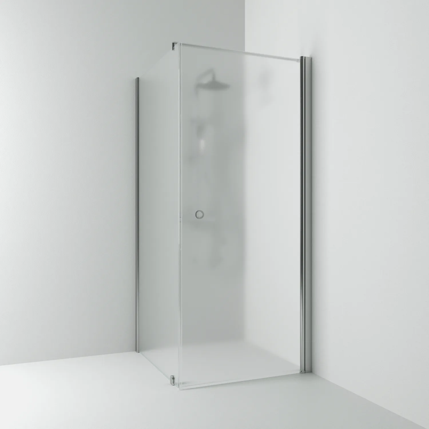 Hörn Rak/Fast SkHG Ma/Fr100x93 1000x930x1980, Alu matt/Frostglas