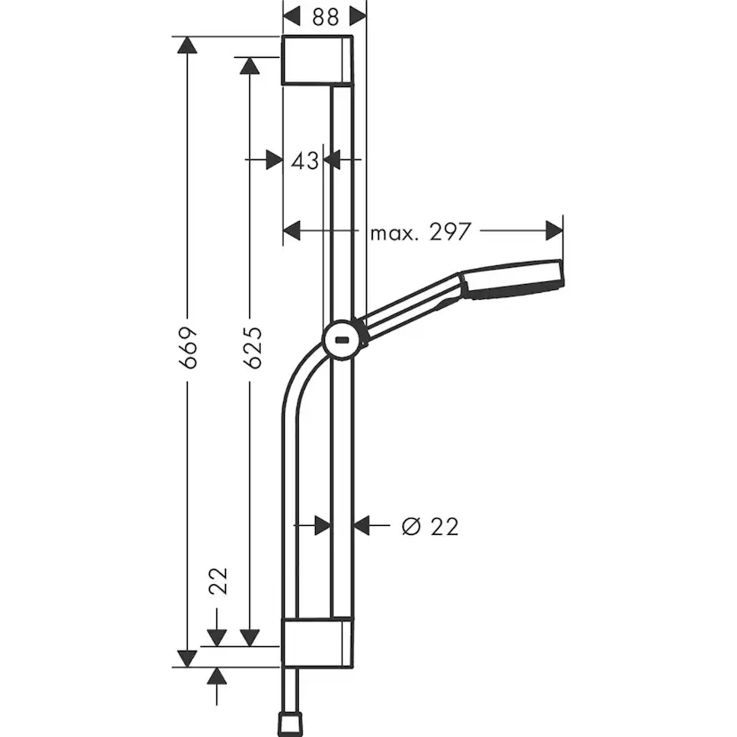 Duschset Hansgrohe Pulsify Select S 105 3jet Relaxation Unica S 65cm