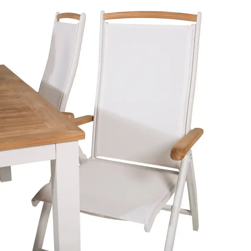 Panama Dining Table 152/210*90 - White Alu / Teak+Panama Cha Blanka Ben