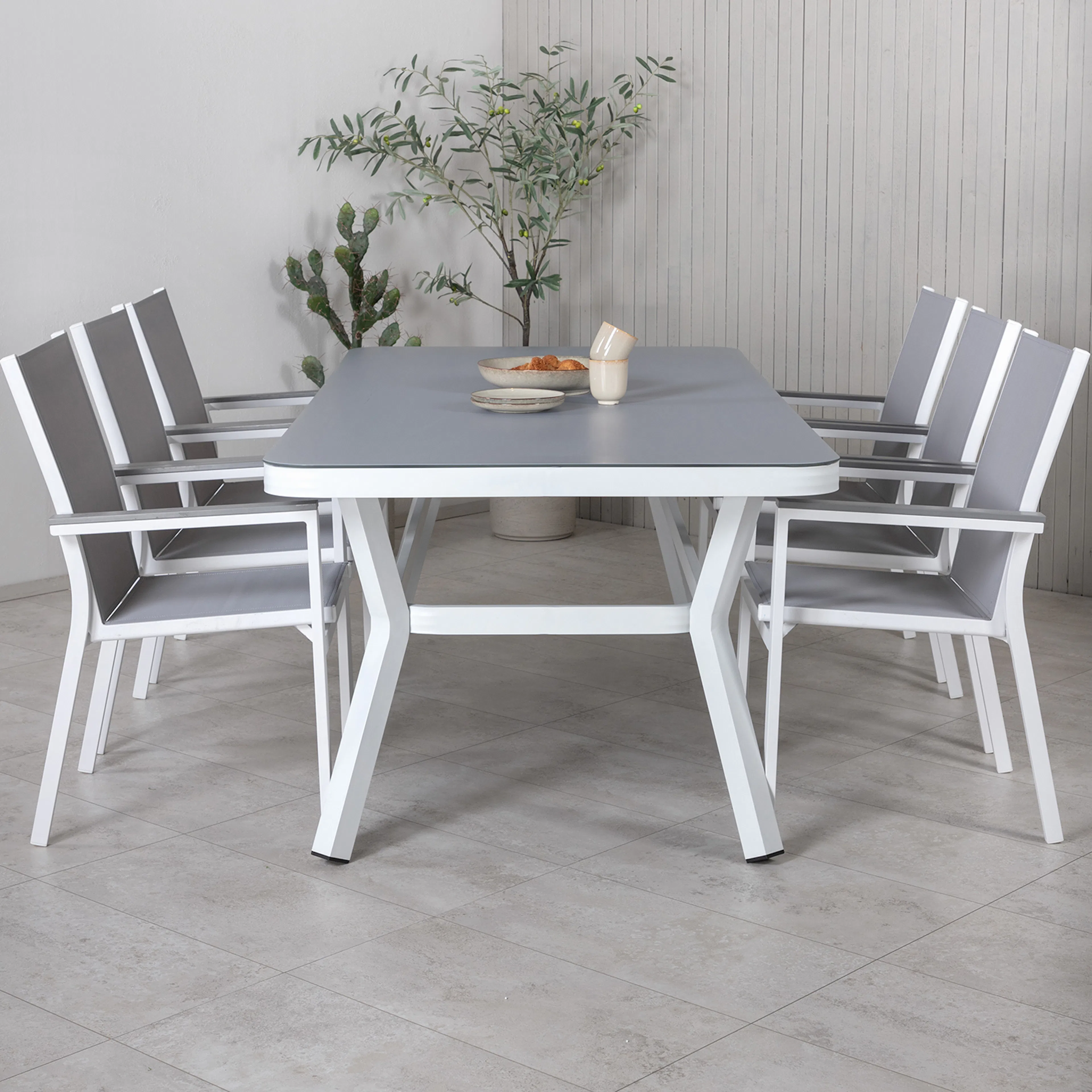 Matgrupp Utomhus Venture Home Virya 160x90 med 6 Parma Trädgårdsstolar