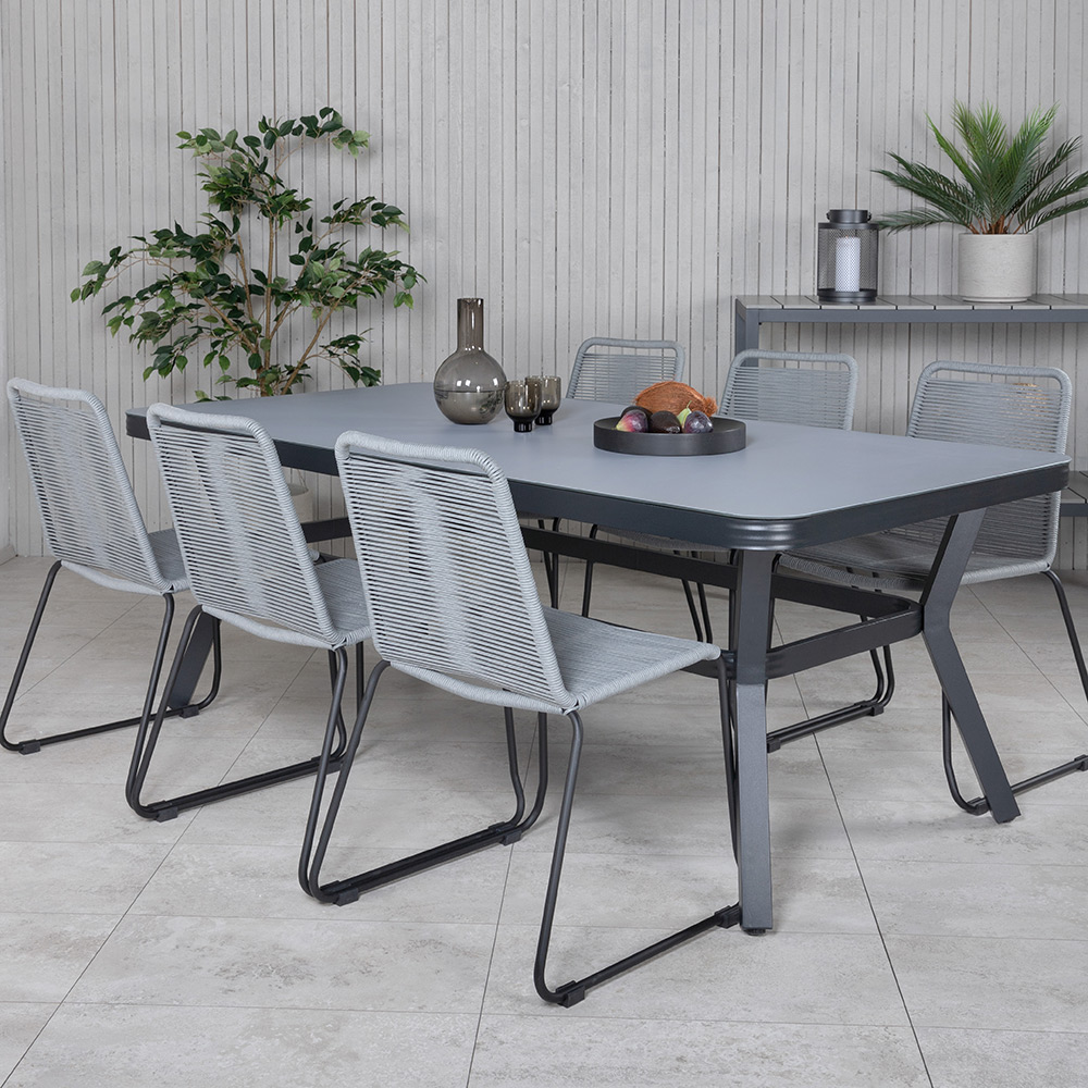 Matgrupp Venture Home Vyn Aluminium med 6 Lumi Matstolar