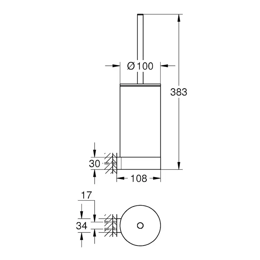 Toalettborste Grohe Atrio 40314 med Hållare Borstad Nickel Borstad Nickel