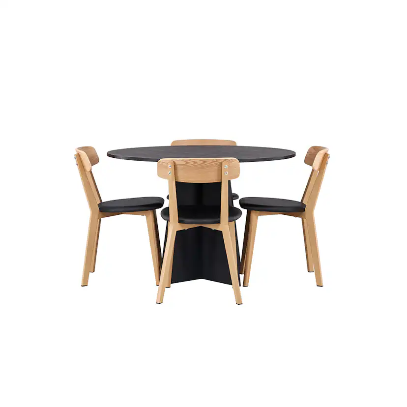 Matgrupp Venture Home Bootcut Ø110 cm med 4 Sanjos Stolar