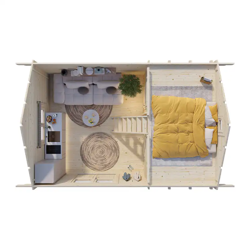 Attefallshus Palmako Sandra 29,9 m² Komplett Stuga med Sadeltak