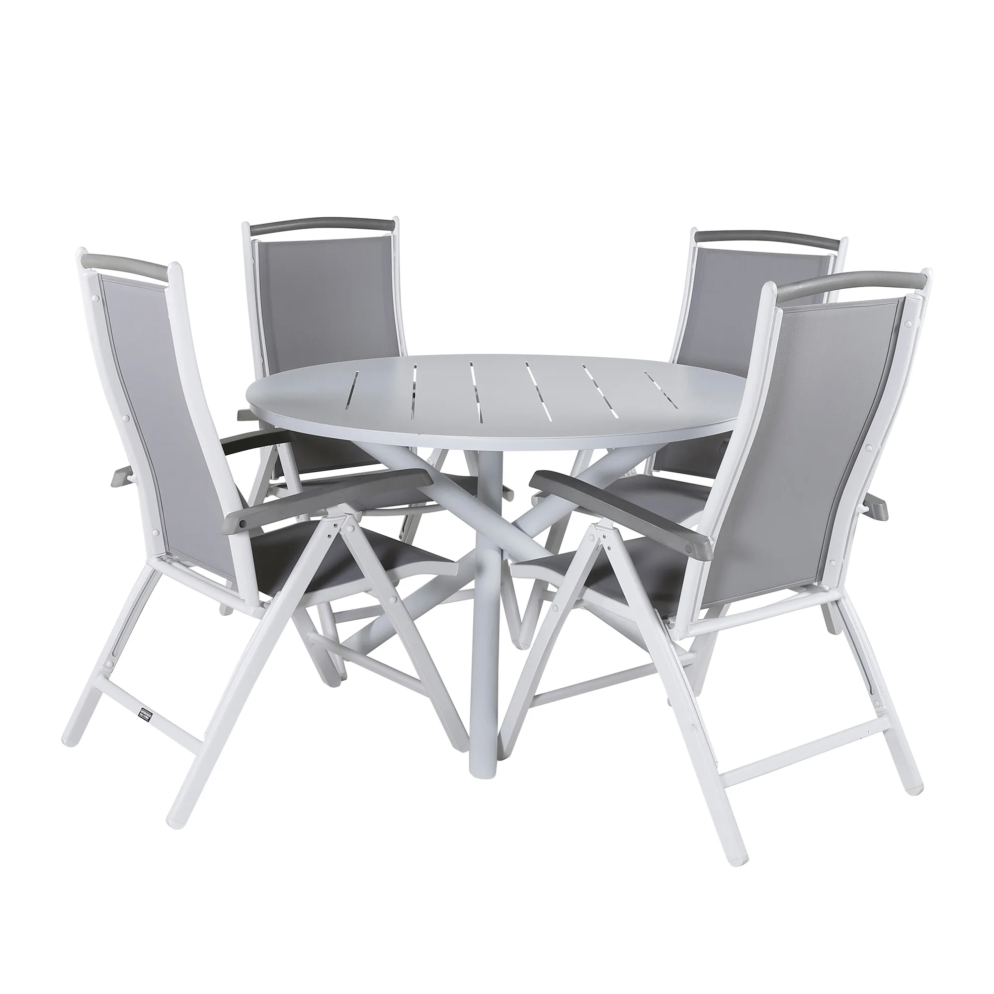 Alma Dining Table - White Alu - ø120cm+Albany 5:pos Chair - Vit