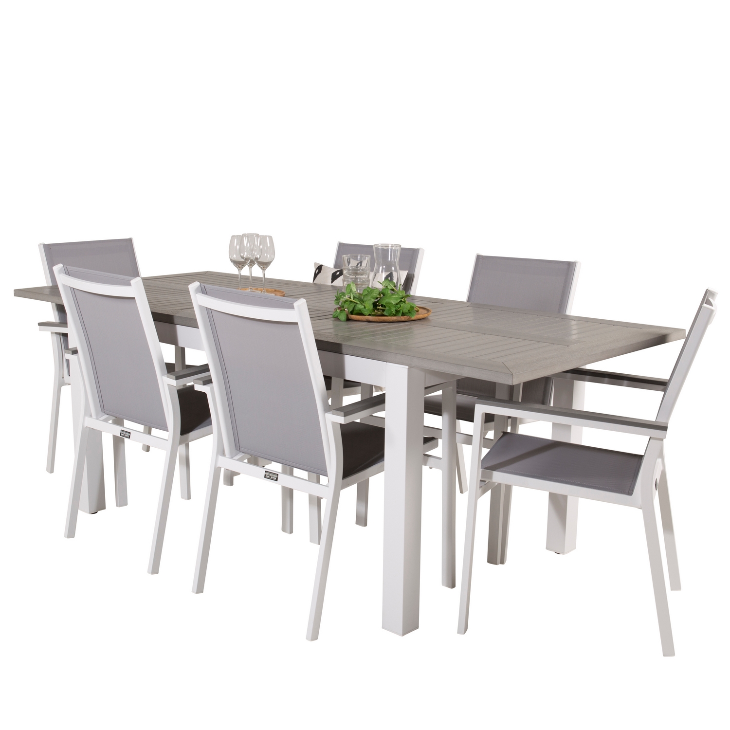 Albany Dining Table 152/210*90 - White Alu / Grey Aintwood+P Vit/Grå