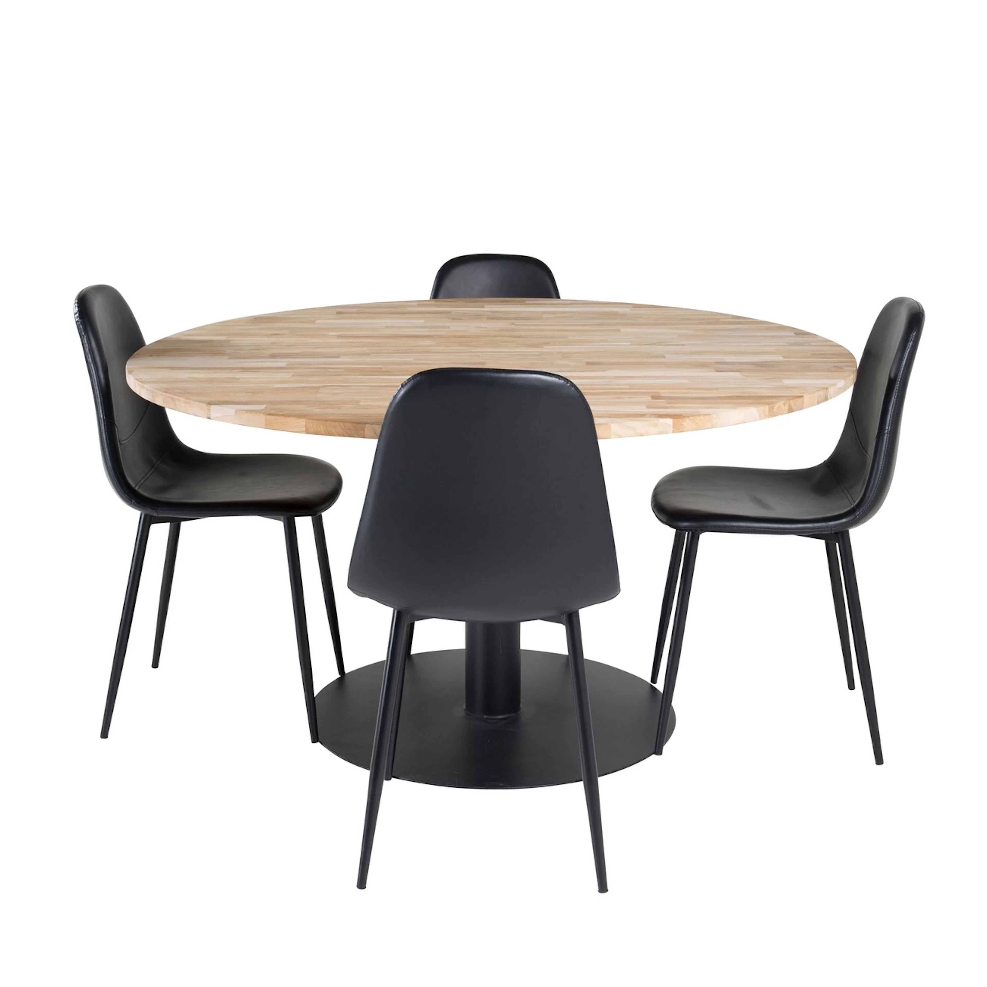 Cirebon Round Table - 140cm - Teak / Black +Polar Matstol - Natur/Svart