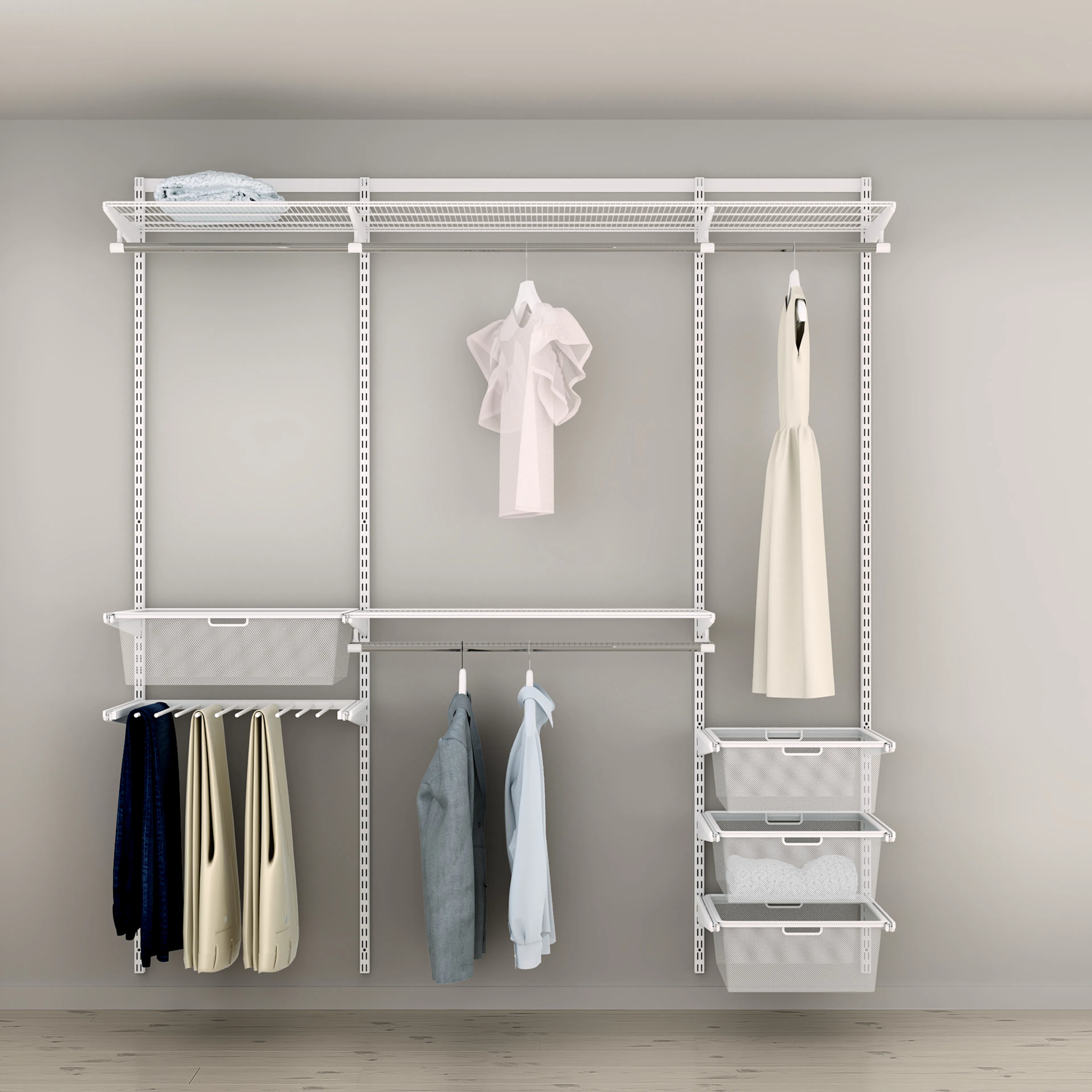 Garderobslösning Elfa Ready Solution Classic 17 200 cm Vit