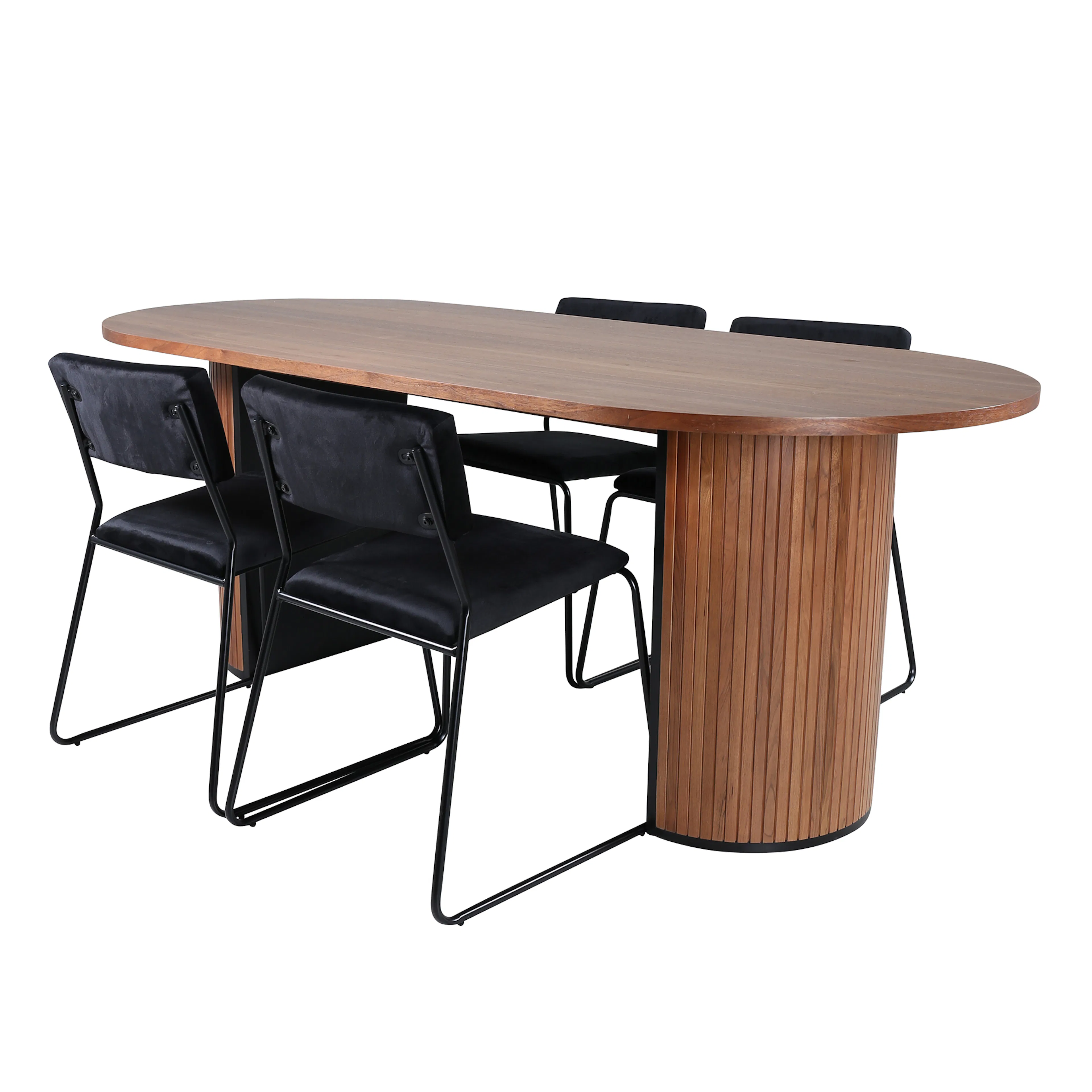 Bianca Oval Dining Table - Walnut / Black Veneer+Kenth Chair Svart