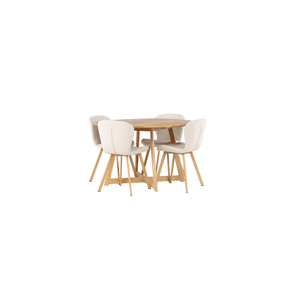 Matgrupp Venture Home Yakidon Ø120 cm med 4 st Lilja stolar