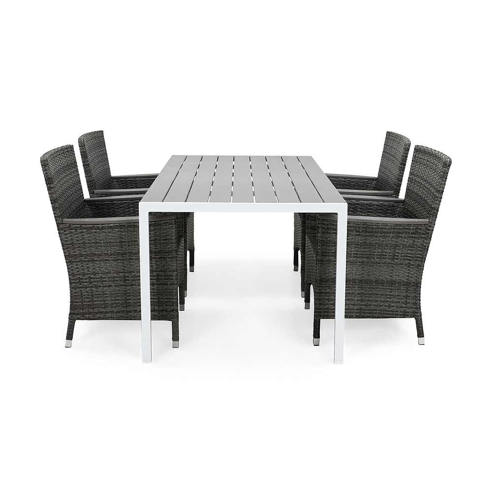 Matgrupp deNoord Tunis 150x90 cm med 4 Thor Fåtöljer Lyx med Armstöd