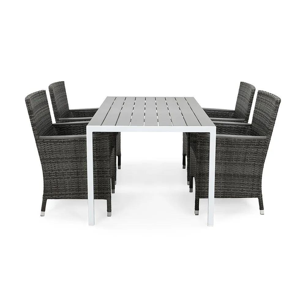 Matgrupp deNoord Tunis 150x90 cm med 4 Thor Fåtöljer Lyx med Armstöd