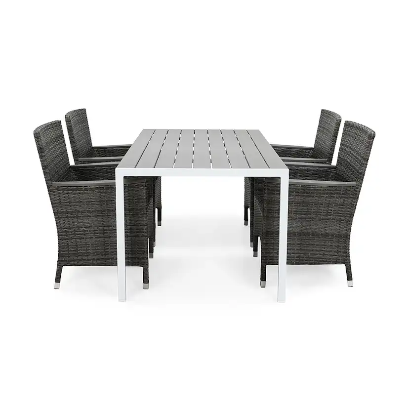 Matgrupp deNoord Tunis 150x90 cm med 4 Thor Fåtöljer Lyx med Armstöd