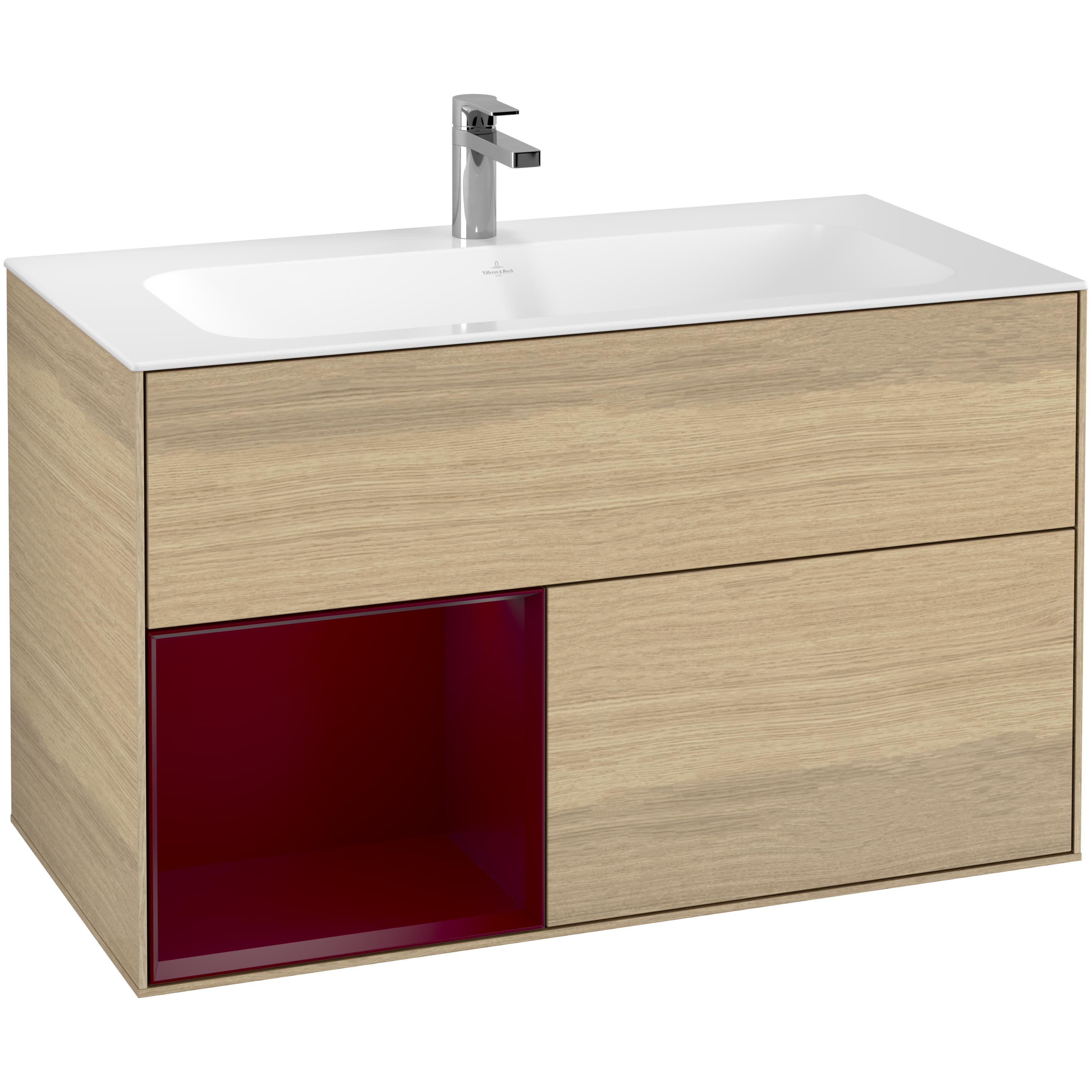 Tvättställsskåp Villeroy & Boch Finion F030HBPC Ekfanér/Pion Mattlack, Lucka Vänster