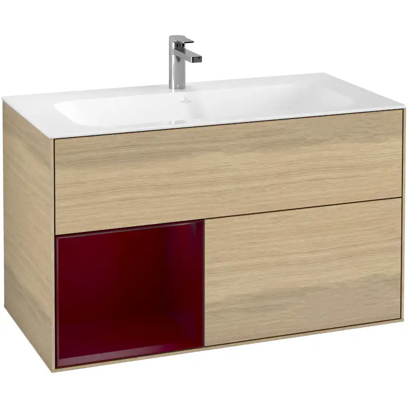 Tvättställsskåp Villeroy & Boch Finion F030HBPC Ekfanér/Pion Mattlack, Lucka Vänster