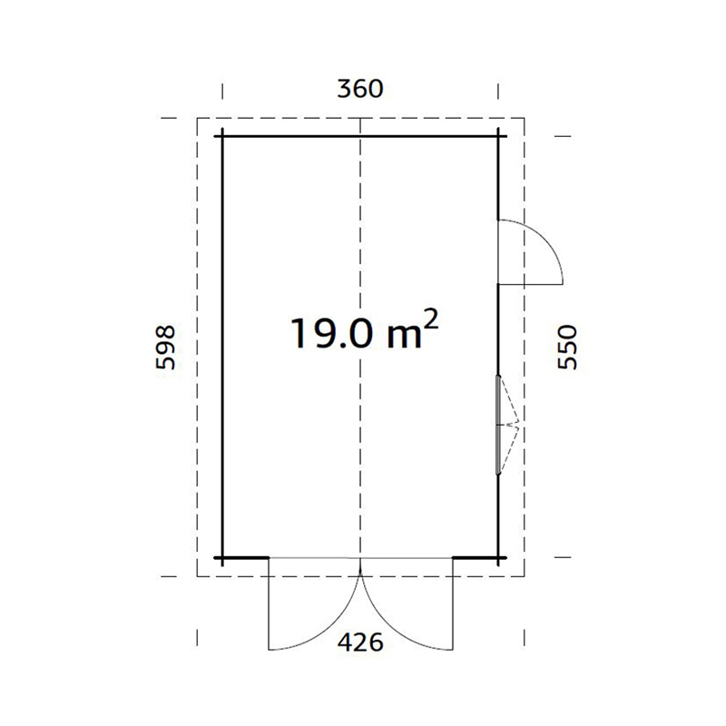 Garage Palmako Roger 19,0 m2 med Dörr