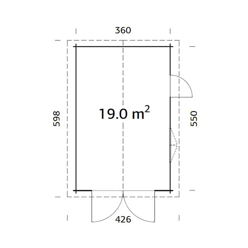 Garage Palmako Roger 19,0 m2 med Dörr