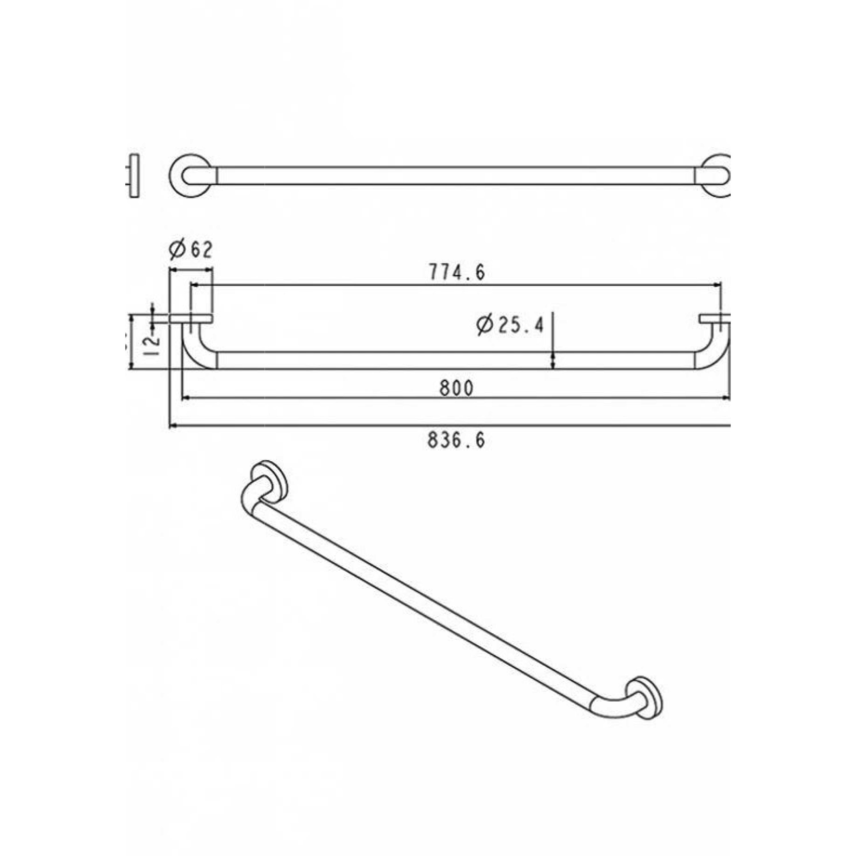 Stödhandtag Strand Stainless GRABBA Rakt