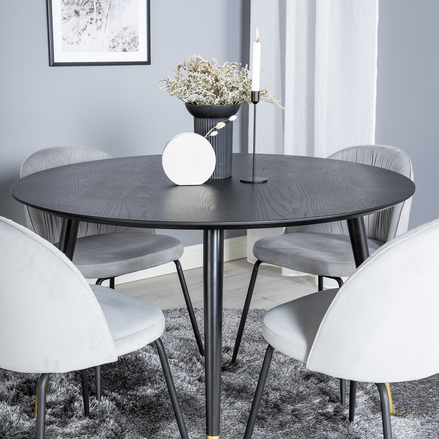 Matgrupp Venture Home Dipp Ø115 cm med 4 Wrinkles Stolar