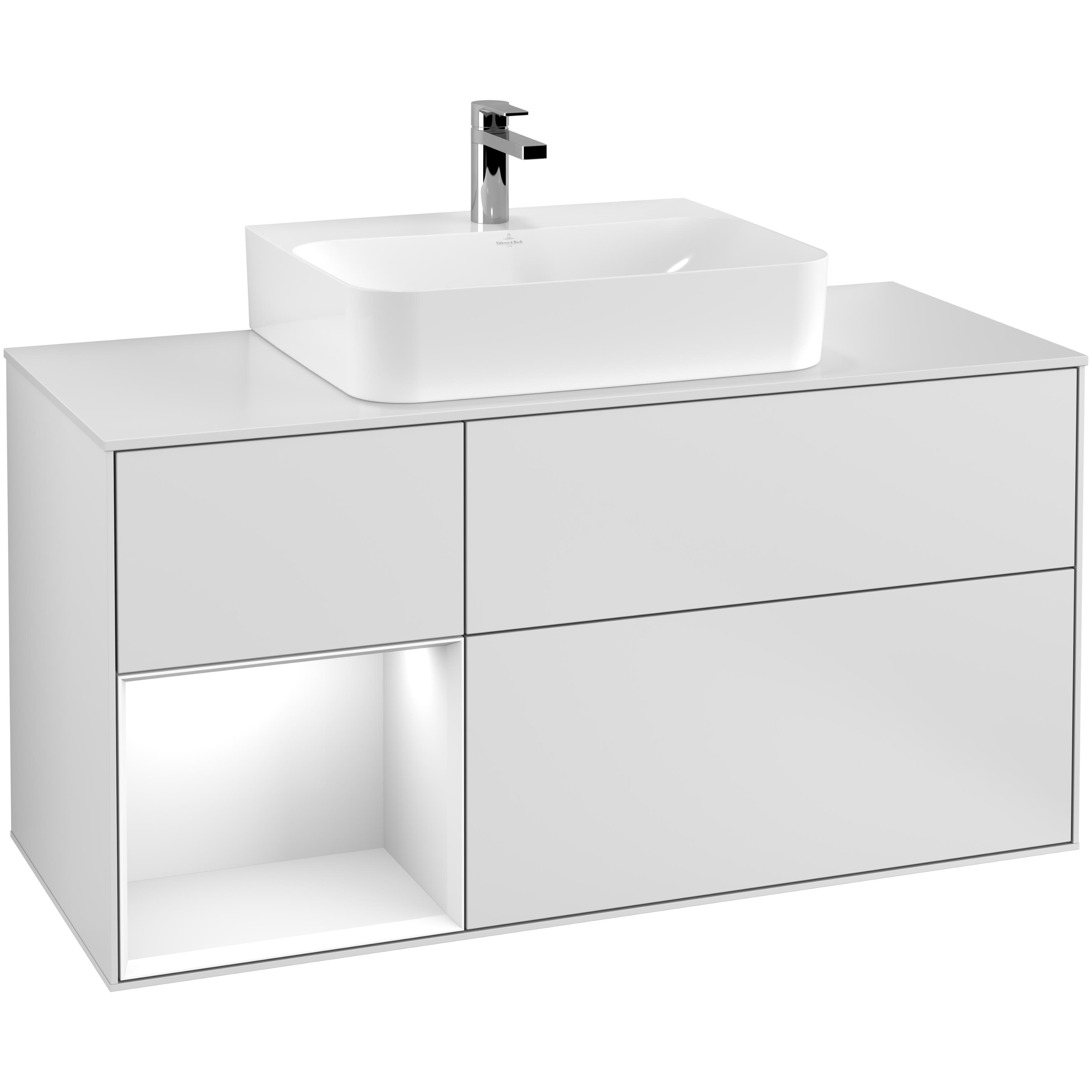 Tvättställsskåp Villeroy & Boch Finion med 3 Lådor Hylla och Bänkskiva för Centrerat Tvättställ