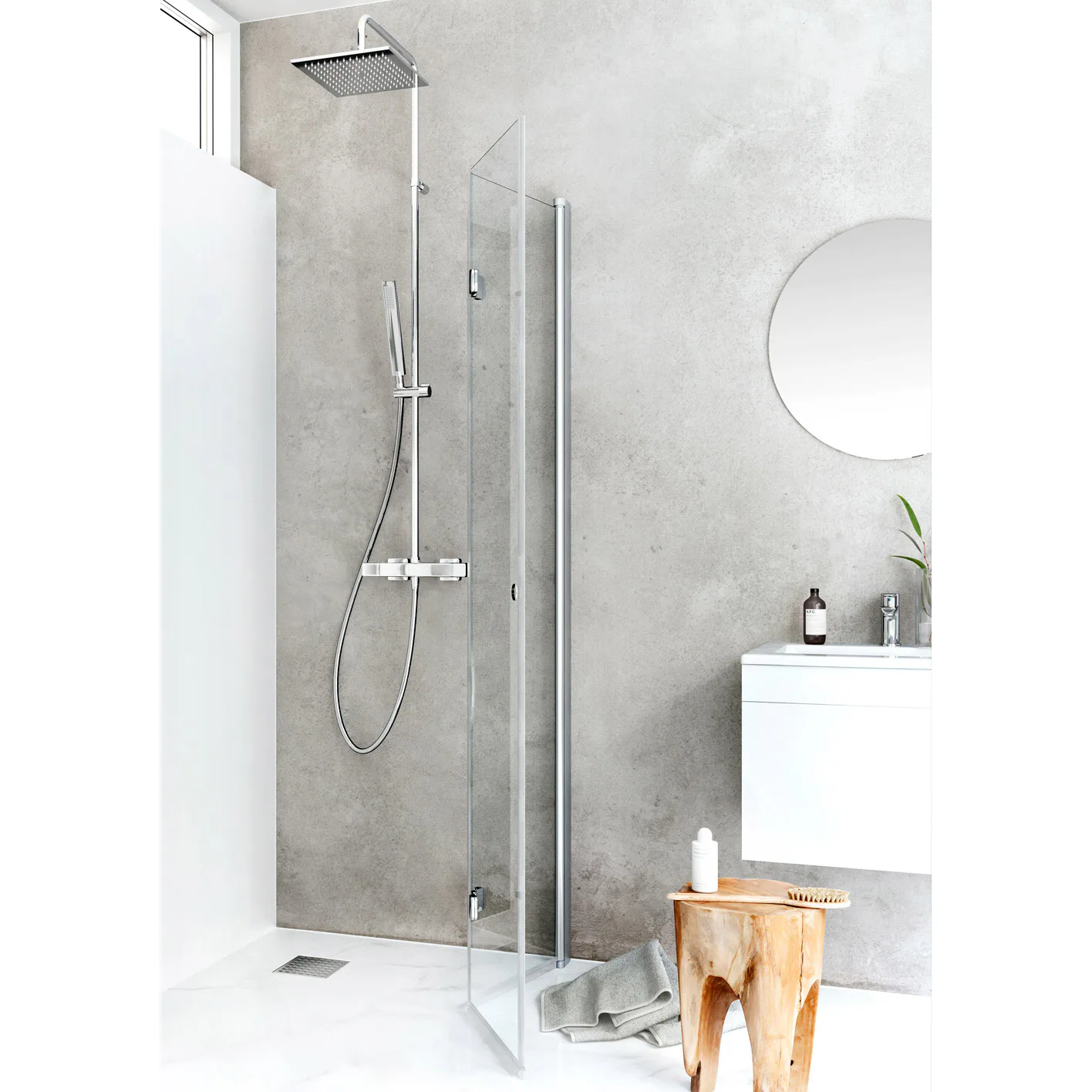 DUSCHDÖRR IGLOOPRO VIK 90 KLAR NAT Aluminium, Bredd: 875 mm